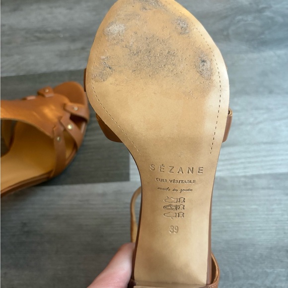 Brown Leather Sezane Heel Sandals - Like New - Size 8 - Picture 8 of 14